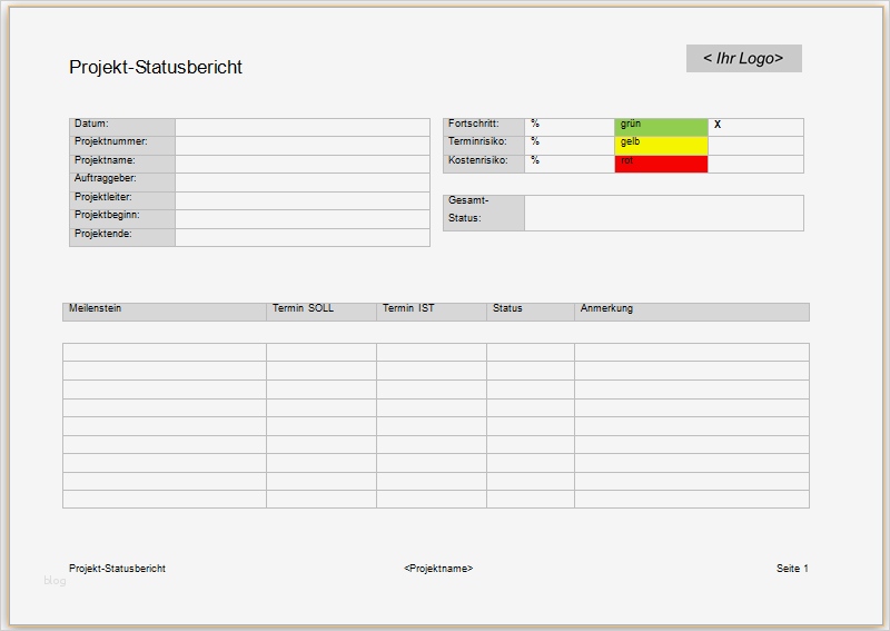 Statusbericht Projekt Vorlage Luxus Projektmanagement24 Blog Projekt Statusbericht In Word