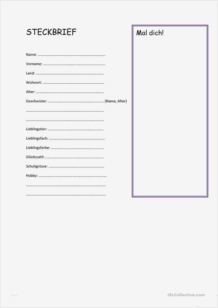 Steckbrief Vorlage Kostenlos Genial Steckbrief Arbeitsblatt Kostenlose Daf Arbeitsblätter