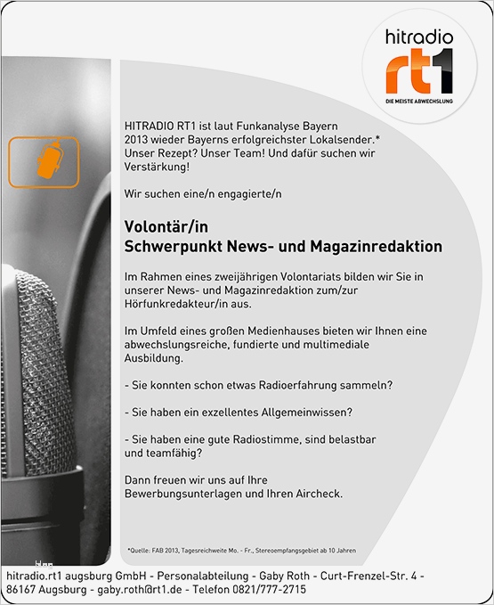 Stellenausschreibung Verkäufer Vorlage Erstaunlich Hitradio Rt1 Sucht Volontär In In News Und Magazinredaktion