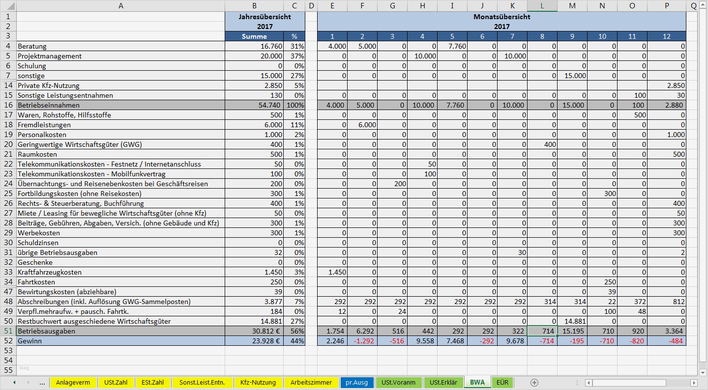 Steuererklärung Vorlage 2017 Neu Excel Vorlage EÜr 2017 Pierre Tunger