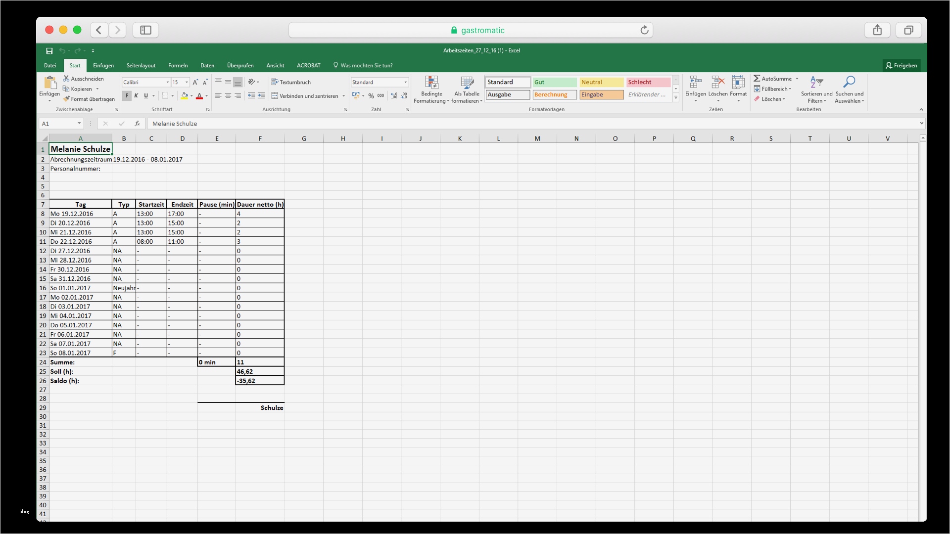 Stundenabrechnung Excel Vorlage Süß Gastromatic Gastronomie software Für Deine