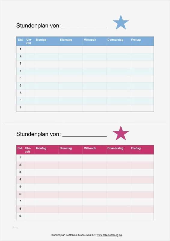 Stundenplan Vorlage Zum Ausfüllen Am Pc Hübsch Stundenplan Druckvorlage Kostenlos Schulkindblog