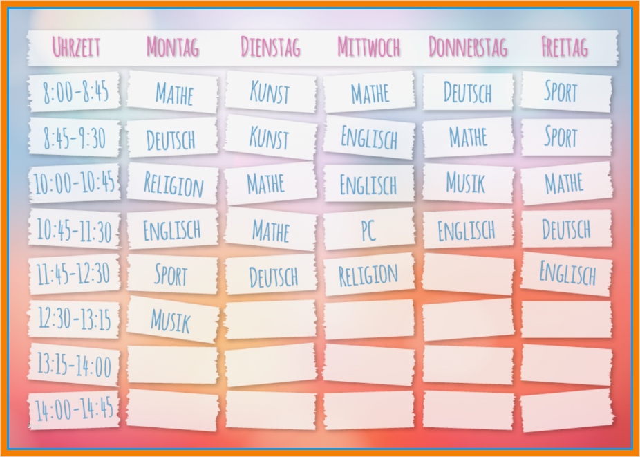 Stundenplan Vorlage Zum Ausfüllen Am Pc Luxus 11 Stundenplan Tumblr
