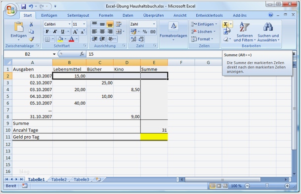 Summen Und Saldenliste Vorlage Großartig Rechnen Und Automatische formelerstellung In Excel