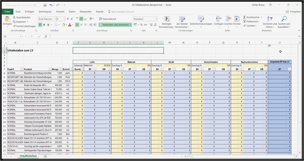 Tabelle HTML Vorlage Elegant Gaeb Ausschreibungen Arbeiten Mit Eigenen Excel Vorlagen
