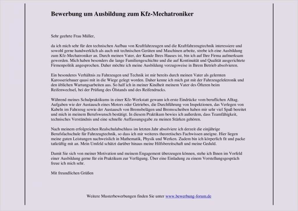 Tagesbericht Kfz Mechatroniker Vorlage Cool Kfz Mechatroniker Praktikumsbewerbung Bewerbungsforum