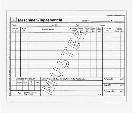 Tagesbericht Vorlage Word Inspiration Maschinen Tagesbericht Für Bau Maschinenführer