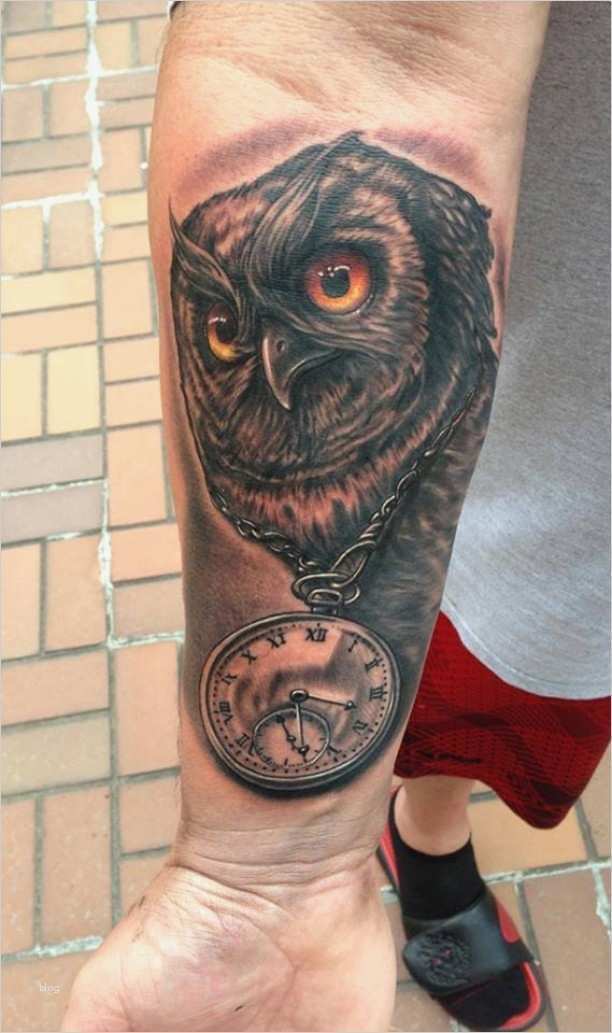 Tattoo Taschenuhr Vorlage Inspiration Eule Mit Taschenuhr Unterarm Tattoo