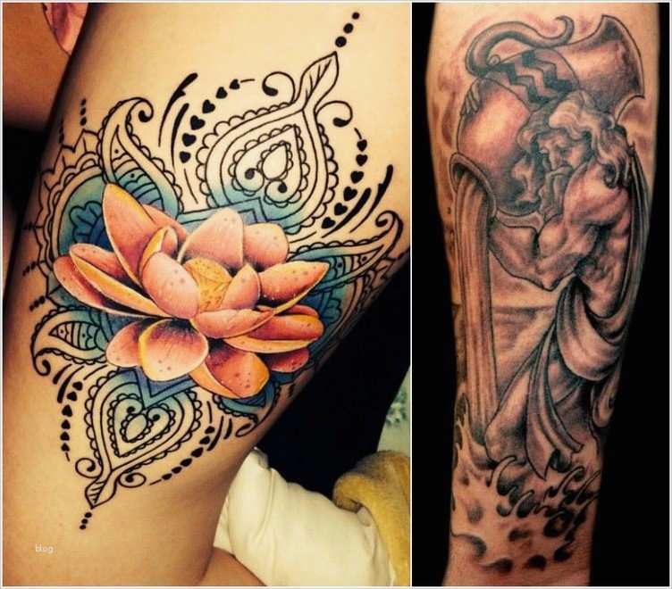 Tattoo Vorlagen Sternzeichen Waage Angenehm Sternzeichen Tattoo Wassermann Lotosblume Oberschenkel