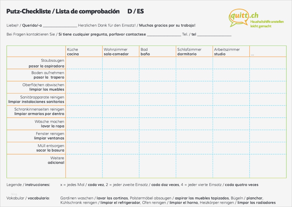 Temperaturliste Gastronomie Vorlage Gut Putzcheckliste Die Perfekte Hilfe Für Sie Und Ihrer Putzfrau
