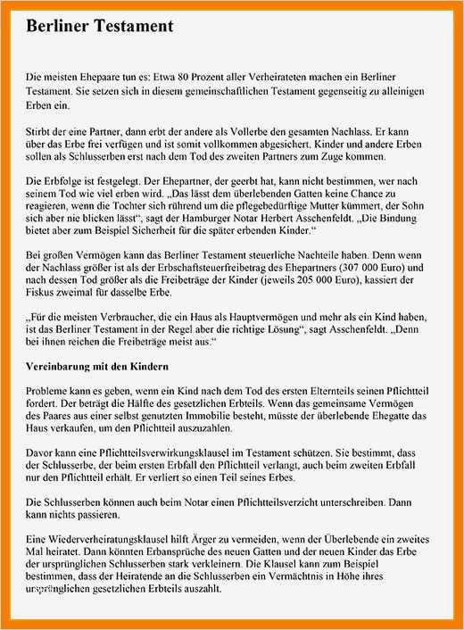 Testament Schreiben Vorlage Angenehm 12 Vorlage Berliner Testament