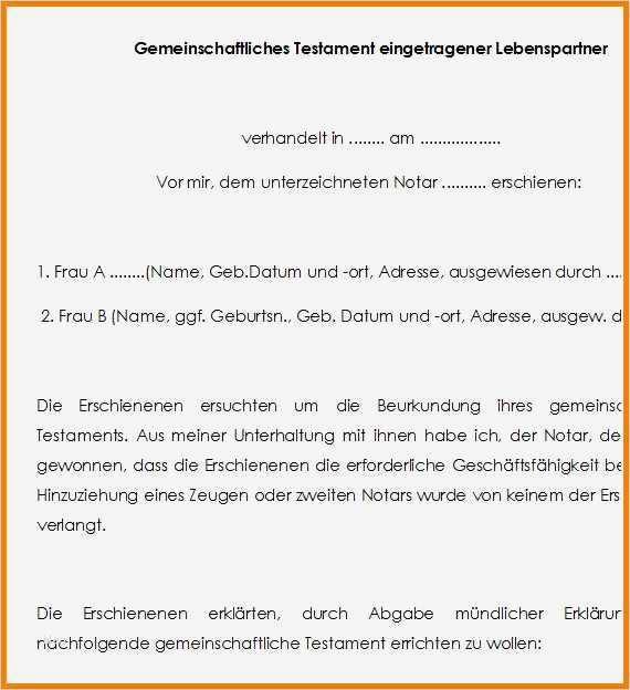 Testament Schreiben Vorlage Fabelhaft 12 Testament Vorlage