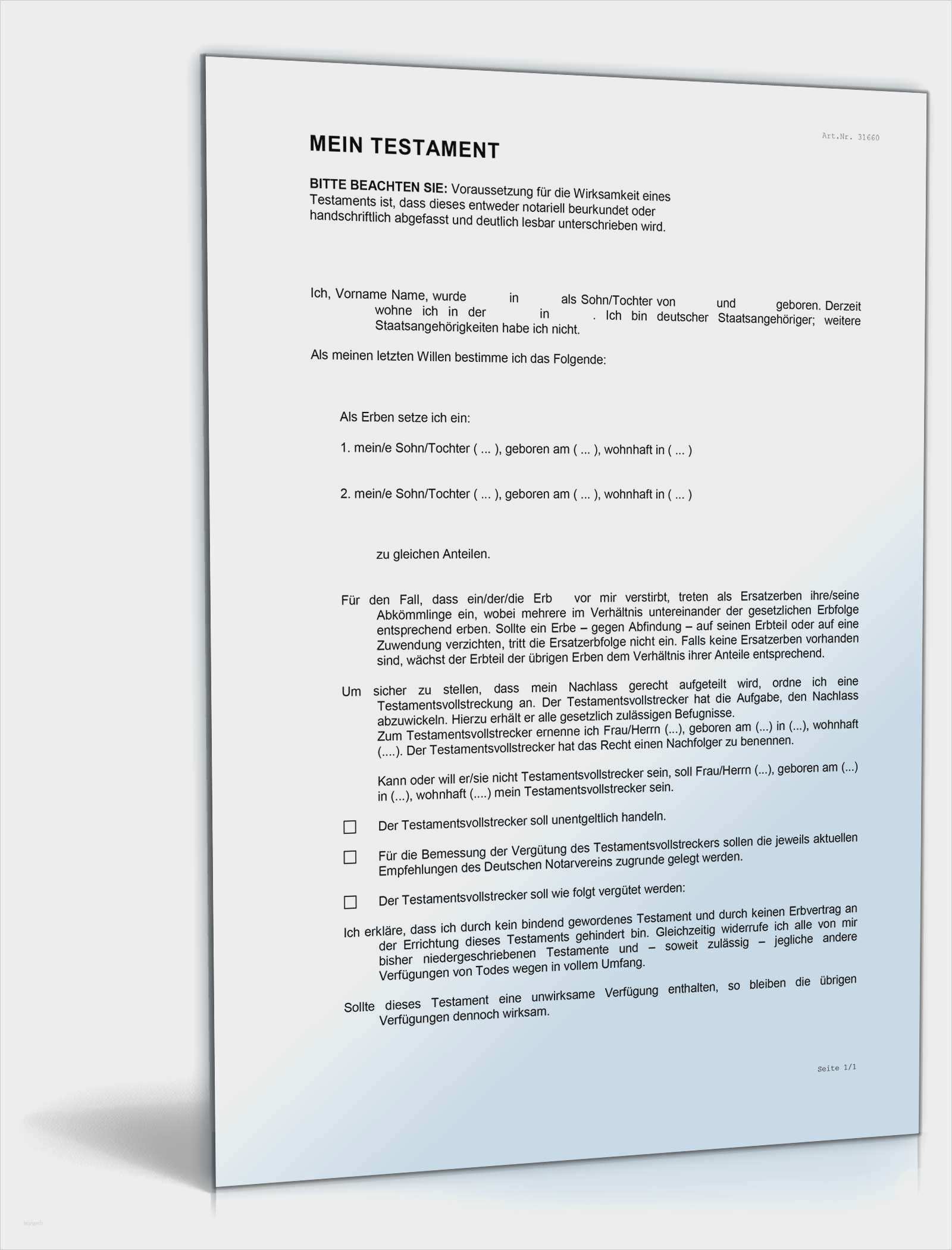 Testament Vorlage Alleinerbe Pdf Angenehm Berühmt Vorlage Eines Testaments Galerie Entry Level