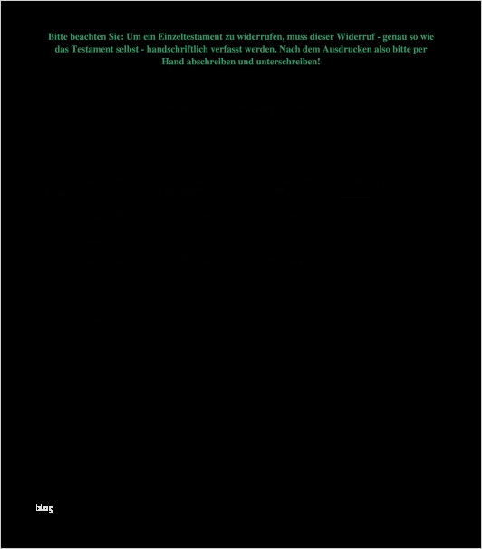 Testament Vorlage Alleinerbe Pdf Angenehm Widerruf Testament Muster Vorlage Word Und Pdf