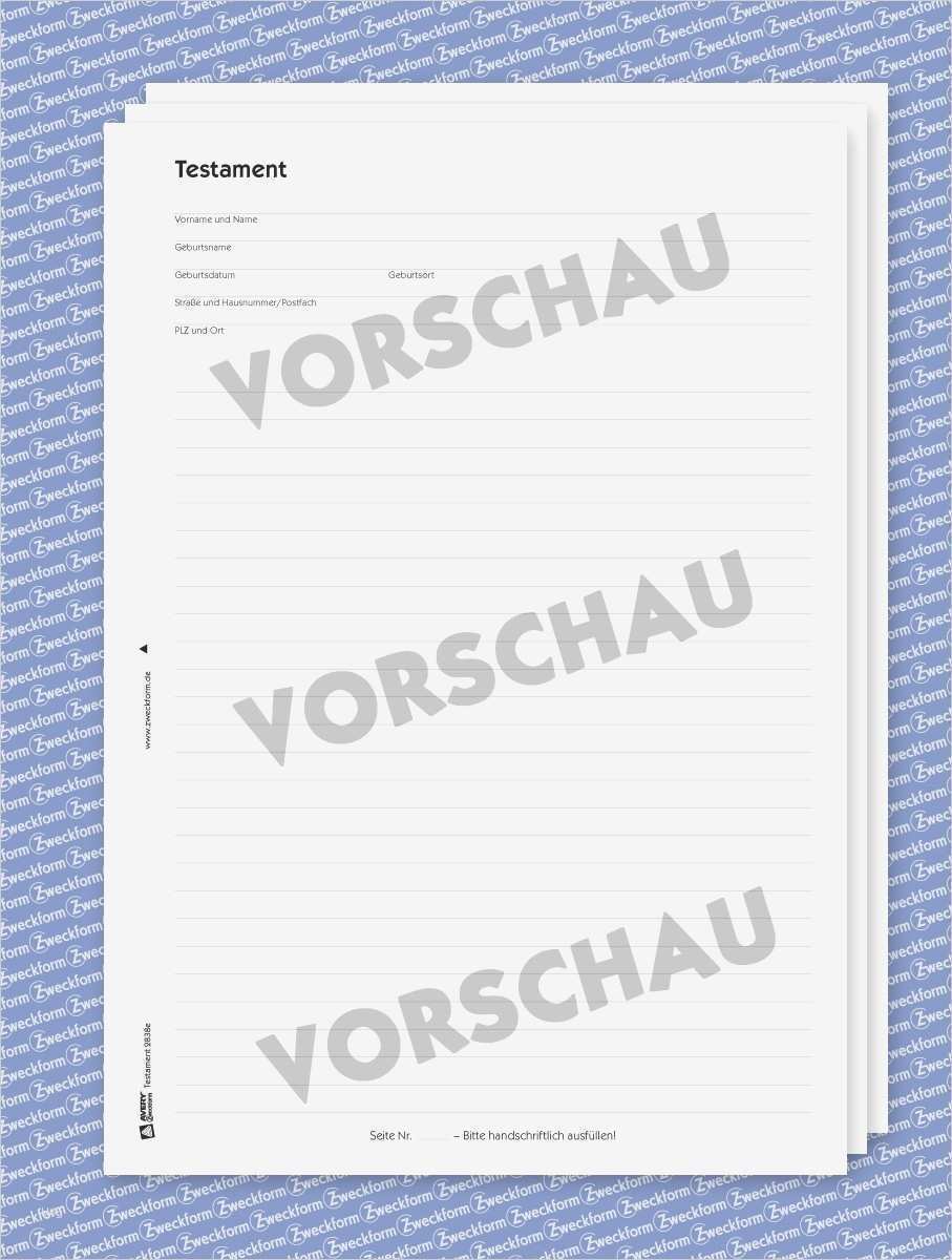 Testament Vorlage Alleinerbe Pdf Großartig Testament Muster Vorlage Zum Download