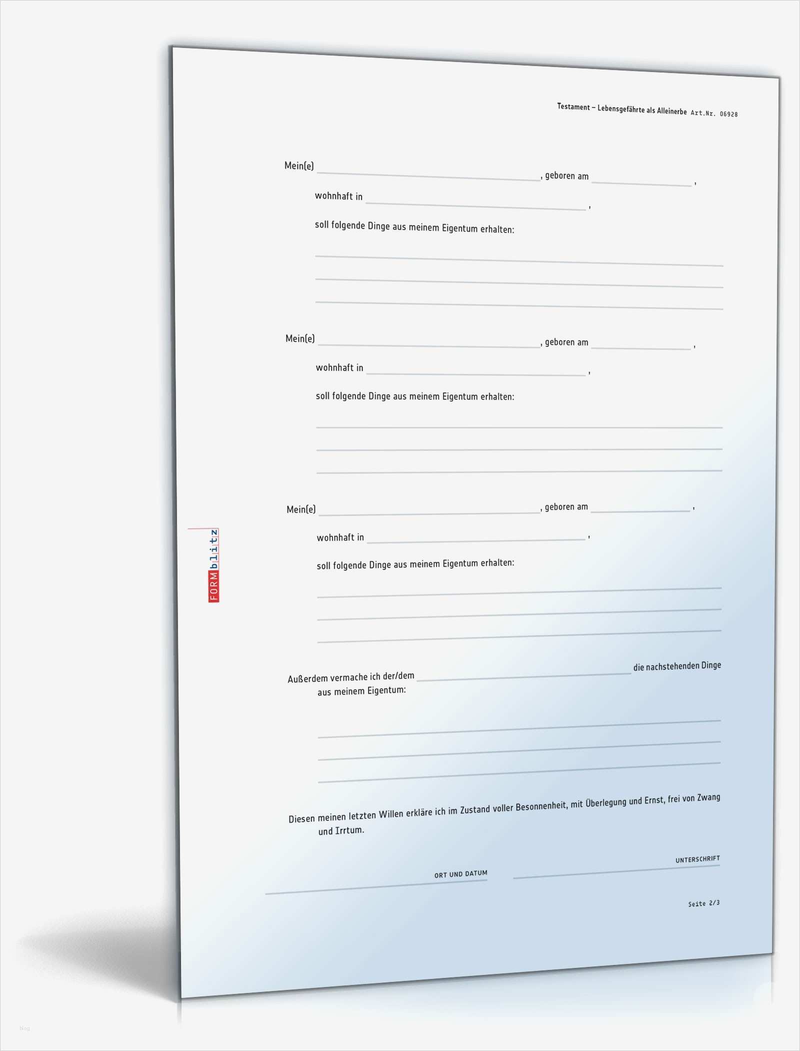 Testament Vorlage Alleinerbe Pdf Neu Testament Lebensgefährte Als Alleinerbe Muster Vorlage