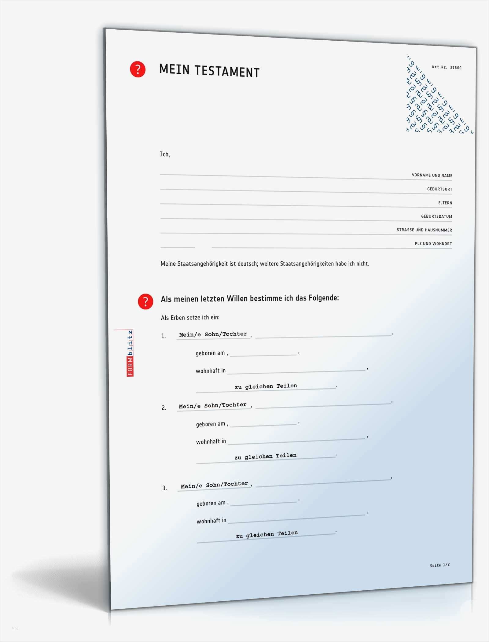 Testament Vorlage Alleinerbe Pdf Süß Testament Testamentsvollstrecker
