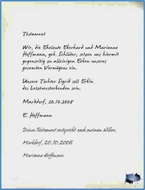 Testament Vorlage Alleinerbe Pdf Wunderbar tolle Testamentsvorlage Fotos Entry Level Resume
