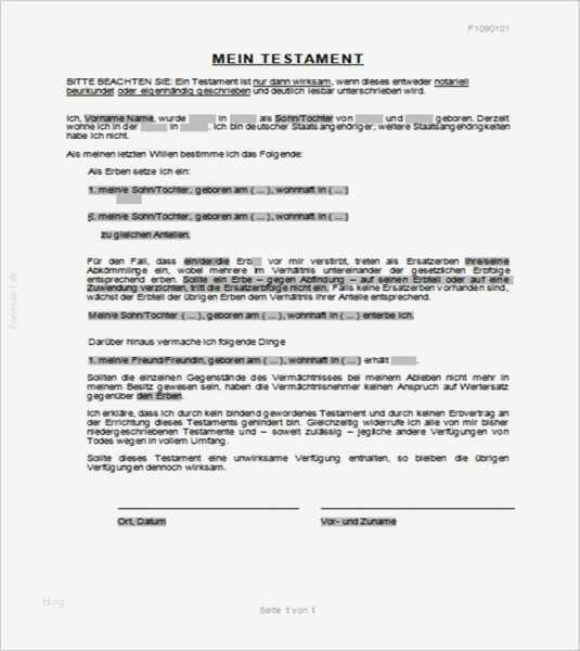 Testament Vorlage Kostenlos Downloaden Einzigartig Wunderbar Testament Vorlage Galerie