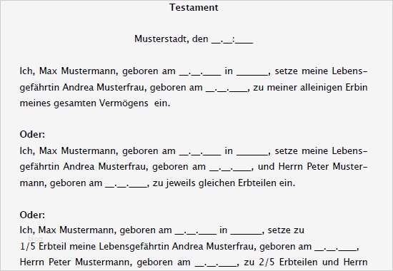 Testament Vorlage Muster Hübsch Testament Vor Und Nacherbschaft sofort Zum Download