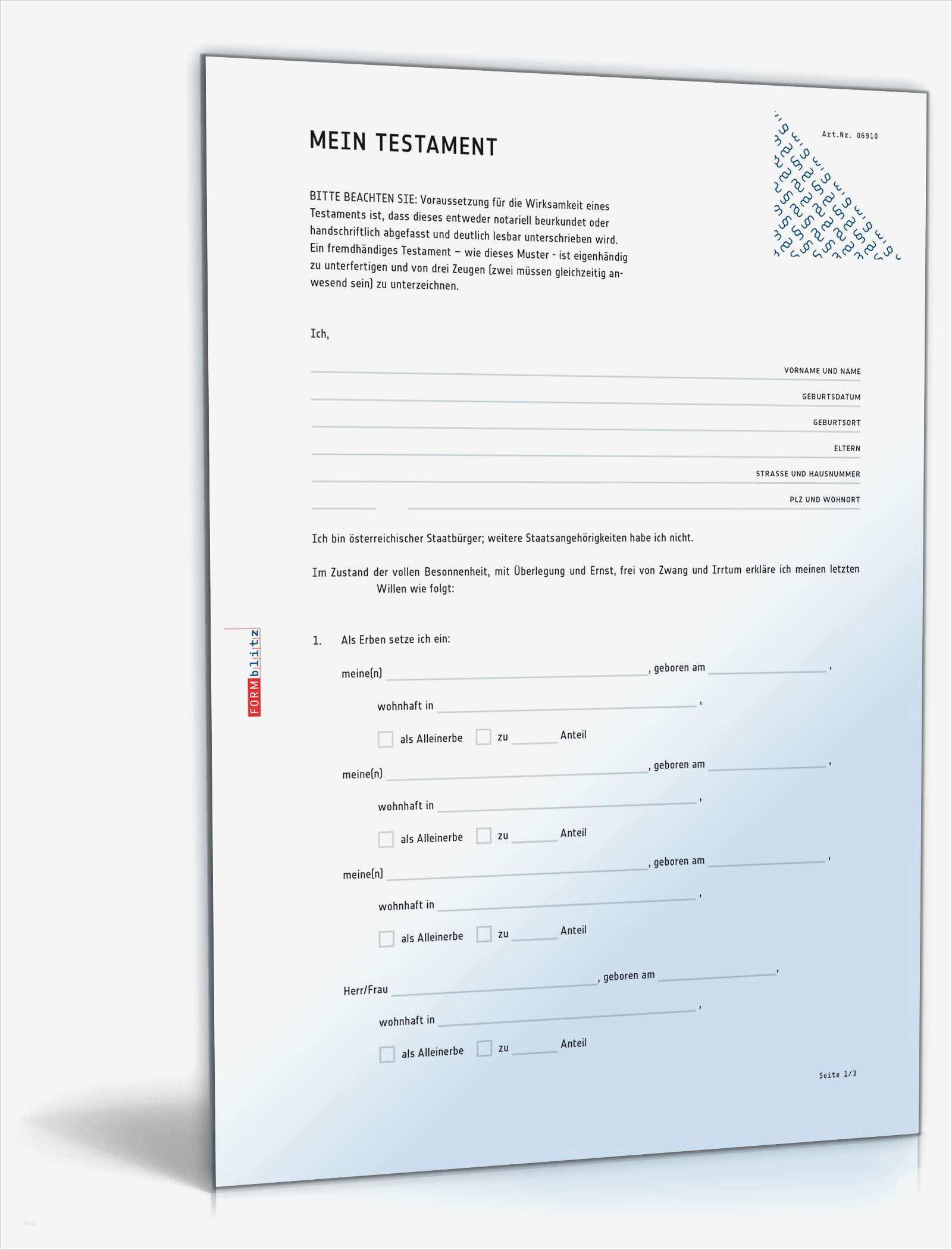Testament Vorlage Muster Inspiration Einfaches Testament Muster Vorlage Zum Download