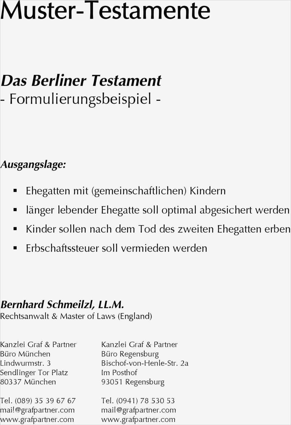Testament Vorlage Word Luxus Muster Testamente Das Berliner Testament