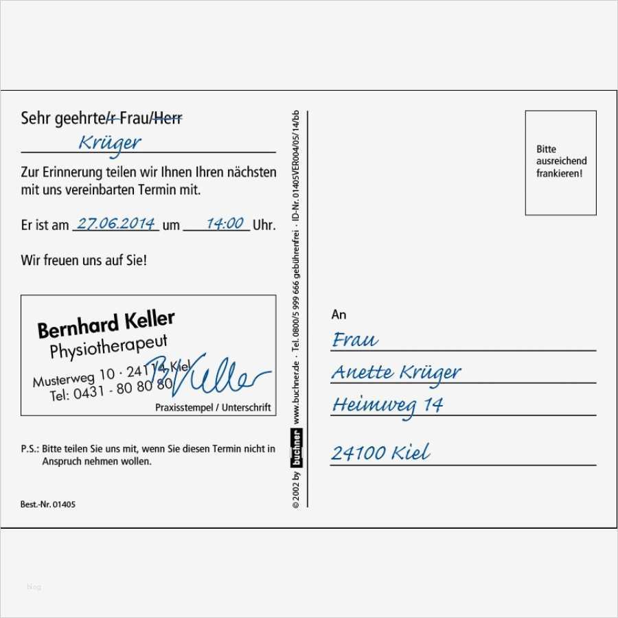Therapiebericht Physiotherapie Vorlage Einzigartig Terminerinnerungskarte Praxisbedarf Shop Buchner