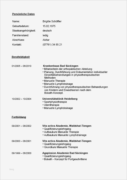 Therapiebericht Physiotherapie Vorlage Erstaunlich Bewerbung Physiotherapeut Muster Kostenlos Zum Download
