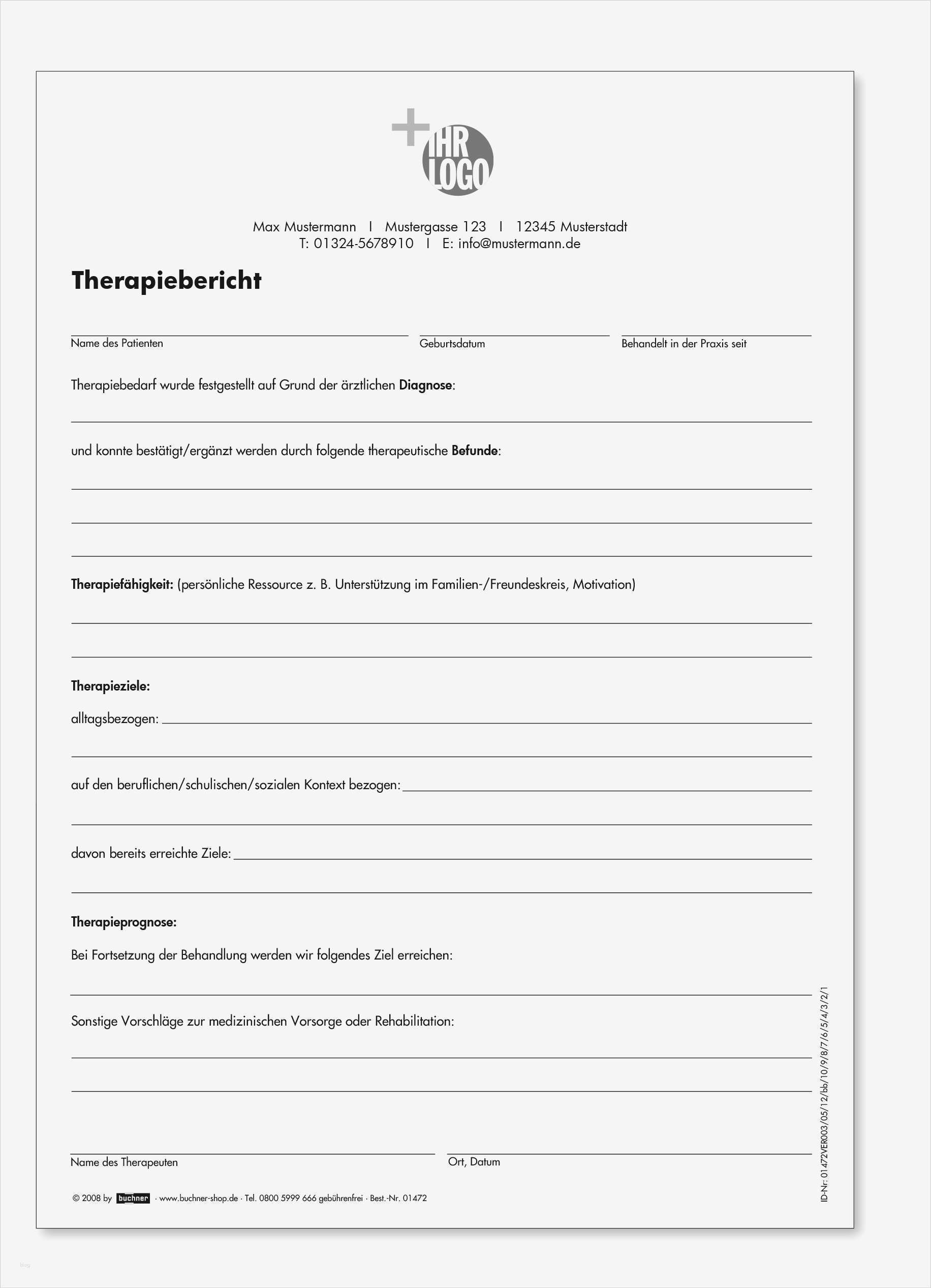 Therapiebericht Physiotherapie Vorlage Erstaunlich therapiebericht Mit Ihren Kontaktdaten Und Logo 1 Block à