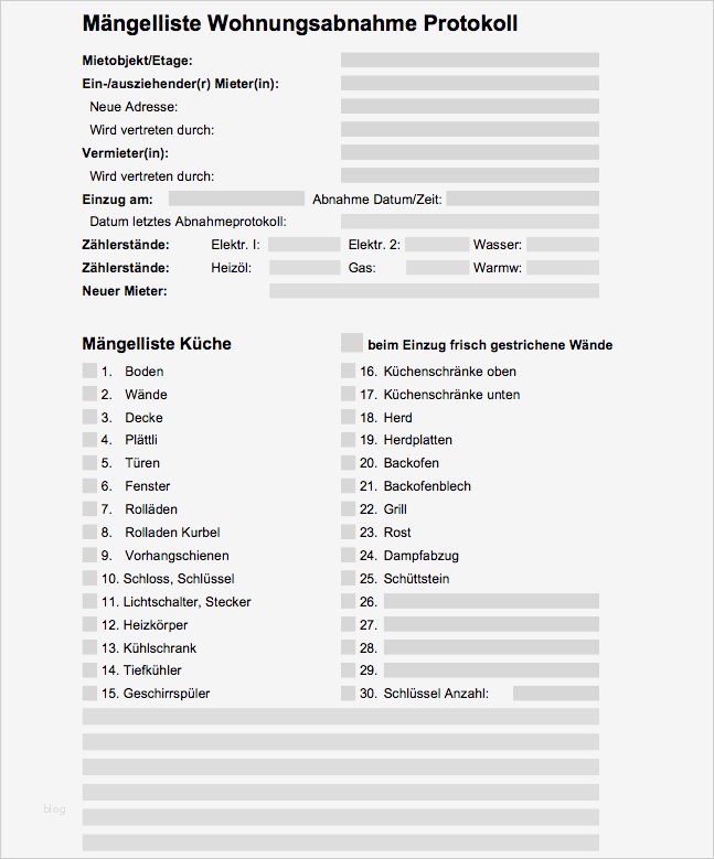 übergabeprotokoll Wohnung Vorlage Cool Mängelliste Wohnung Muster Vorlage Gratis