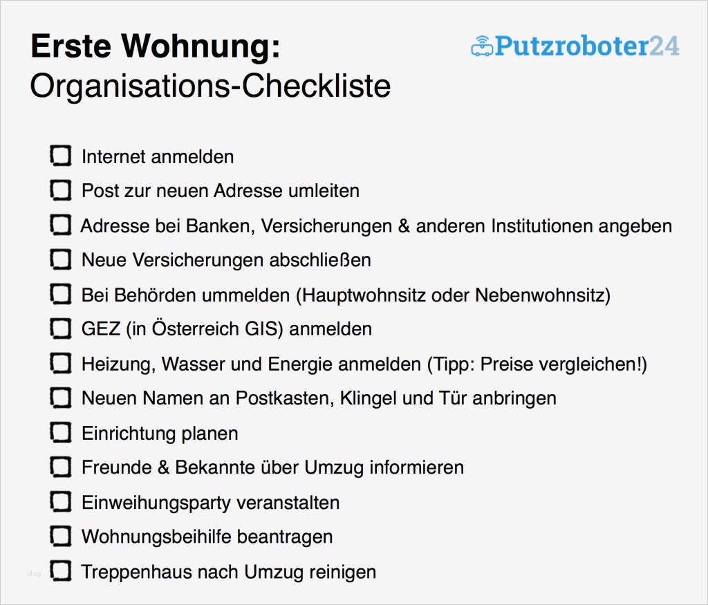 Umzug Neue Adresse Mitteilen Vorlage Inspiration Erste Wohnung Checklisten Für Den Umzug organisation