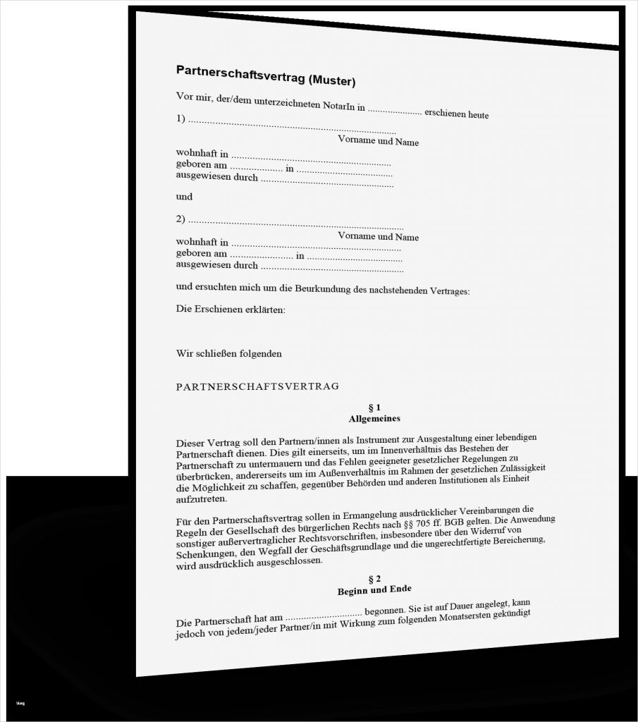 Unfall Einigung Ohne Versicherung Vorlage Schönste Partnerschaftsvertrag Muster Standardvertraege