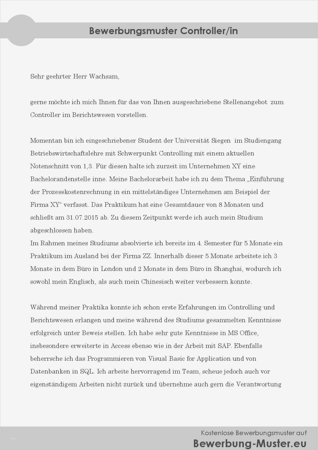 Unternehmen Vorstellen Vorlage Erstaunlich Kostenloses Bewerbungsmuster Controller In