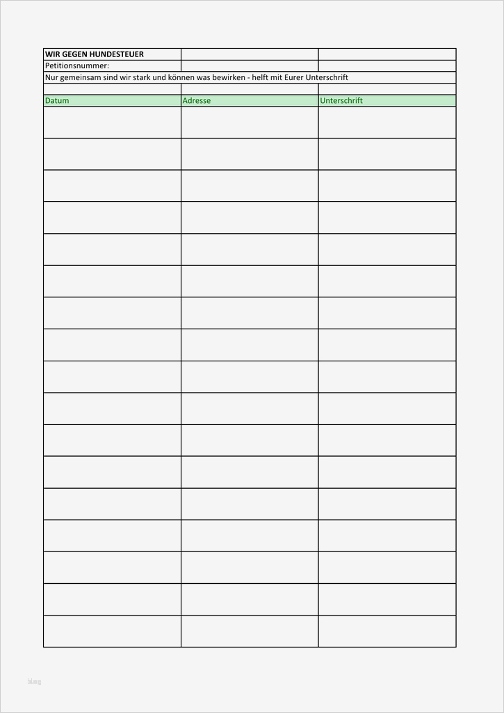 Vermieter Excel Vorlagen Hübsch Unterschriftenliste Vorlage Wiensworld