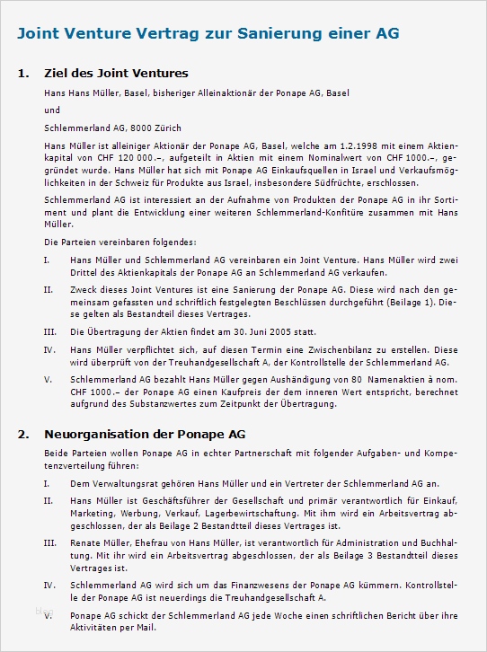 Vertrag Bauleitung Vorlage Elegant Muster Joint Venture Vertrag Vorlage Zum Download