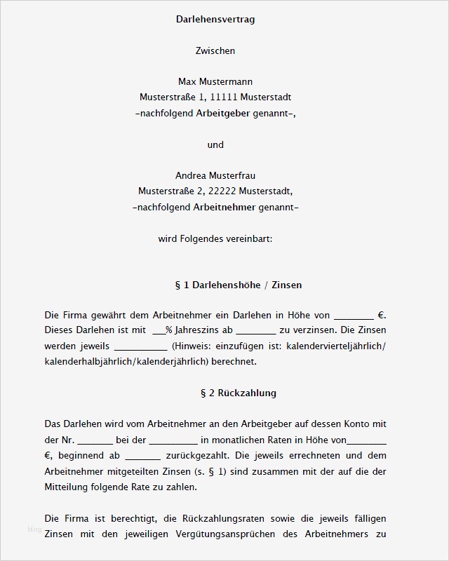 Vertrag Bauleitung Vorlage Erstaunlich Arbeitgeberdarlehensvertrag Vorlage Zum Download