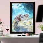 Vertrag Künstler Vorlage Wunderbar Meeresschildkröte Aquarell Druck Der Vorlage Aquarell