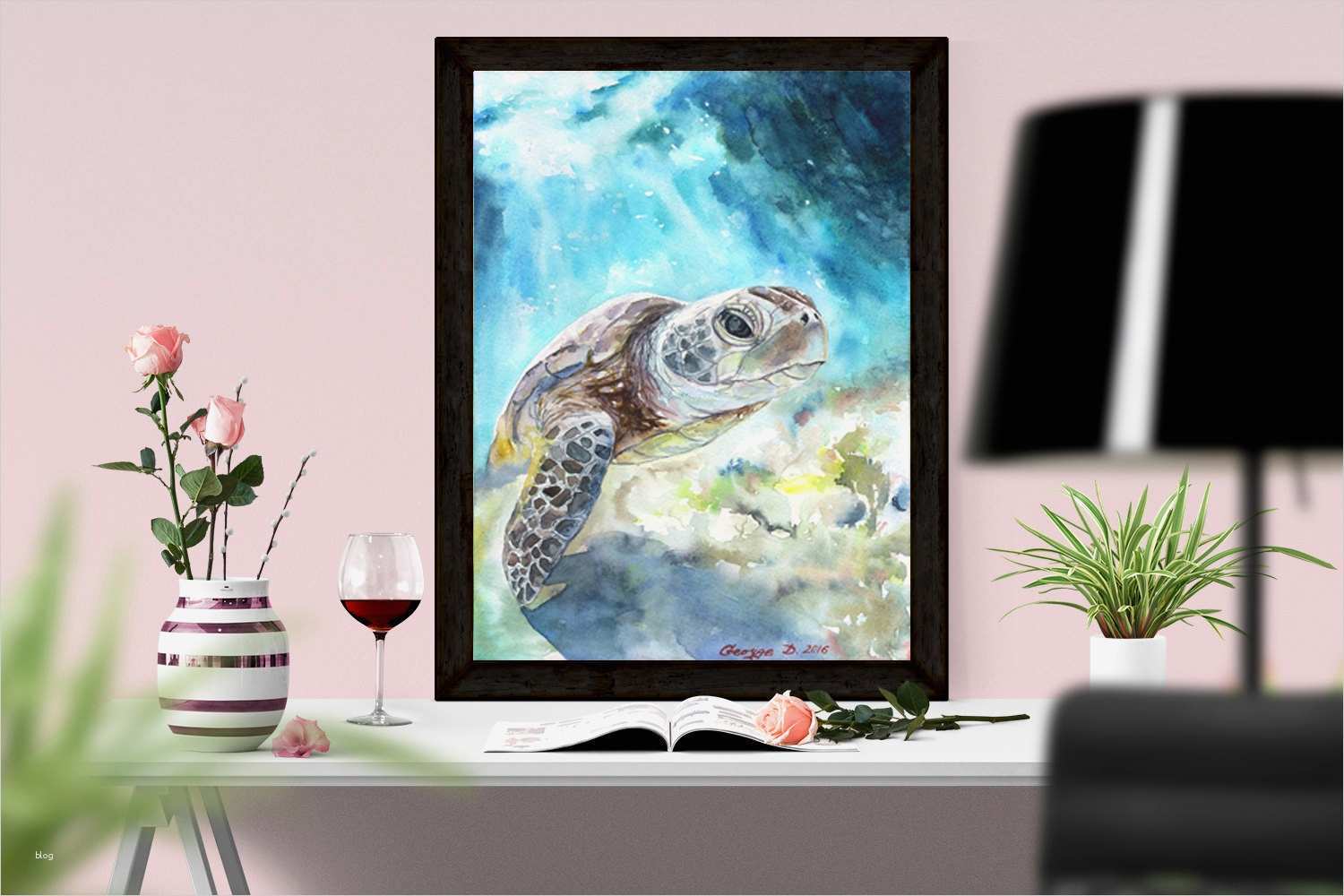 Vertrag Künstler Vorlage Wunderbar Meeresschildkröte Aquarell Druck Der Vorlage Aquarell