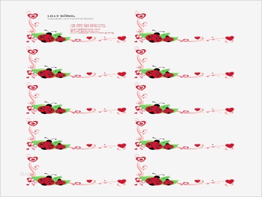 Visitenkarten Hintergrund Vorlagen Großartig Visitenkarten Marienkäfer Und Herzen Linksbündig 10 Pro