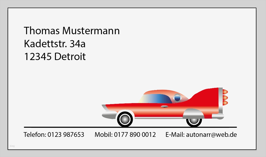 Visitenkarten Pdf Vorlage Wunderbar Visitenkarte Für Auto Fans