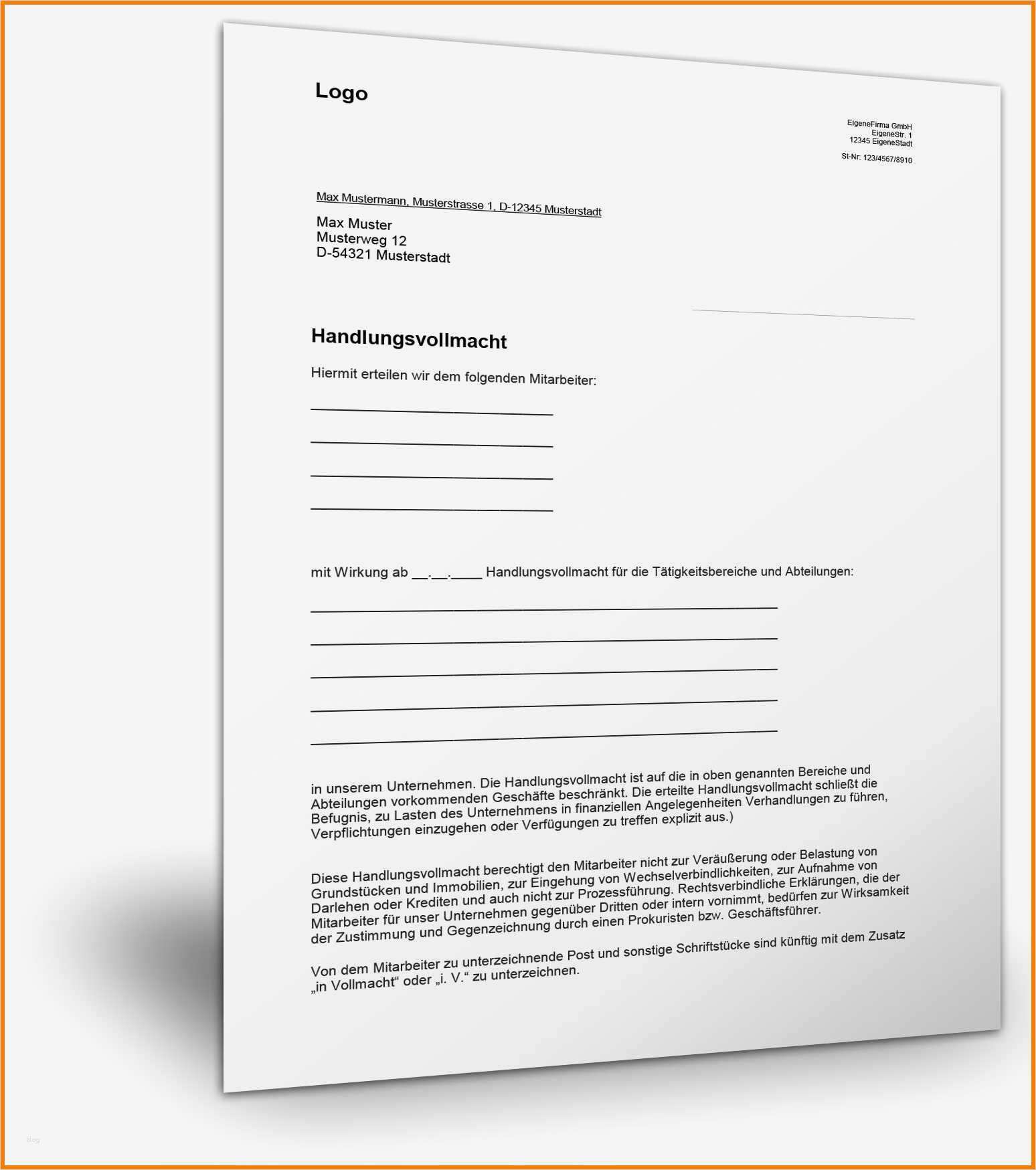 Vollmacht Hausverwaltung Vorlage Bewundernswert 11 Vollmacht Beispiel