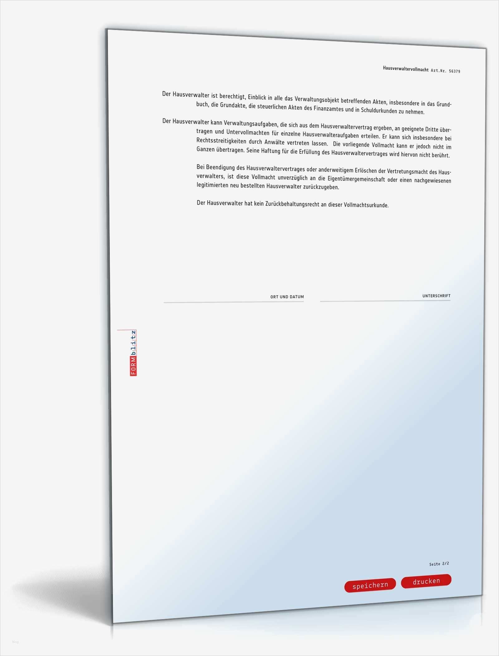 Vollmacht Hausverwaltung Vorlage Elegant Hausverwaltervollmacht Rechtssicheres Muster Zum Download