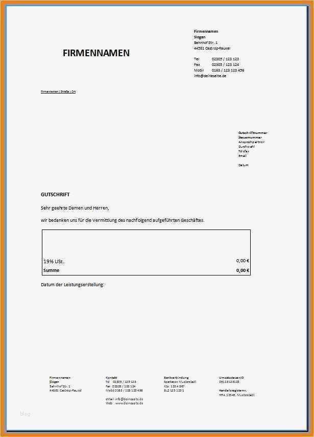 Vollmacht Vorlage Word Kostenlos Best Of 10 Muster Gutschrift