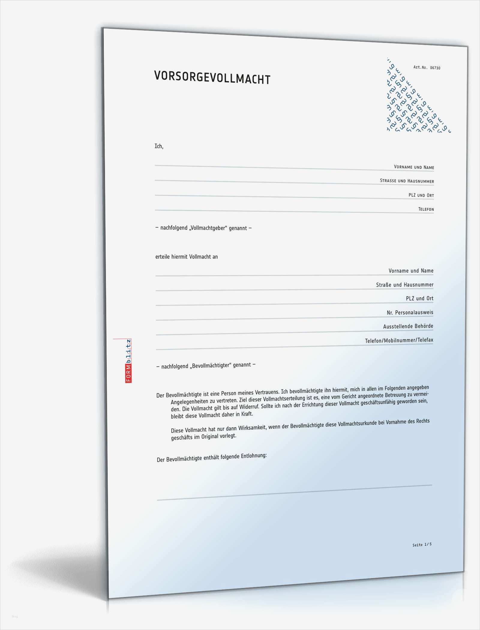 Vollmacht Vorlage Word Kostenlos Inspiration Vorsorgevollmacht