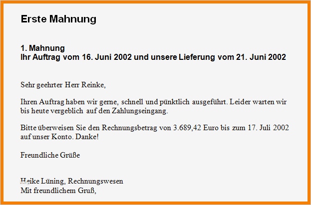 Vorlage 1 Mahnung Erstaunlich 6 1 Mahnung Muster