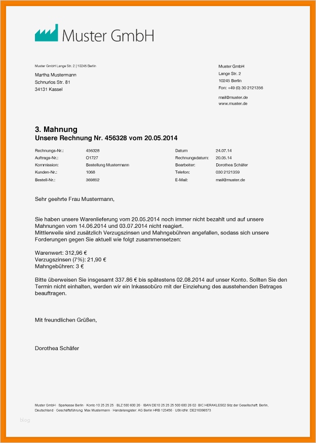 Vorlage 3 Mahnung Schön 12 3 Mahnung Vorlage