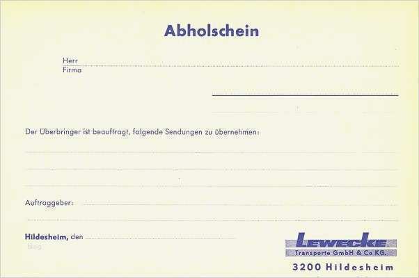 Vorlage Abholschein Spedition Inspiration Lewecke Spedition Hildesheim Historischer Abholschein