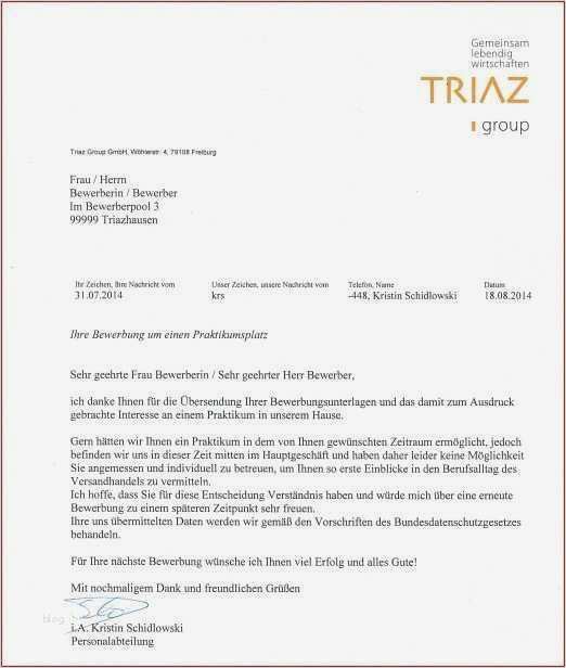 Vorlage Absage Angebot Best Of 15 Absage Bewerbung Muster