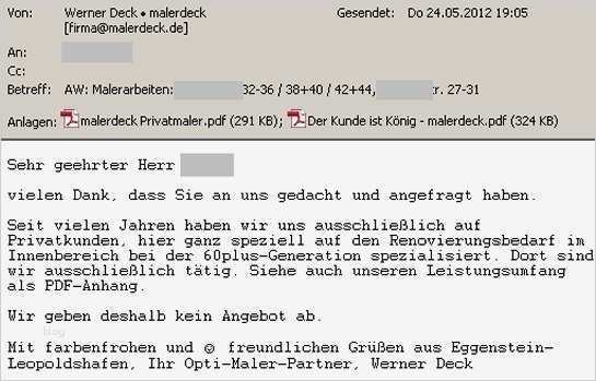 Vorlage Absage Angebot Erstaunlich Neubau Archives Malerdeck