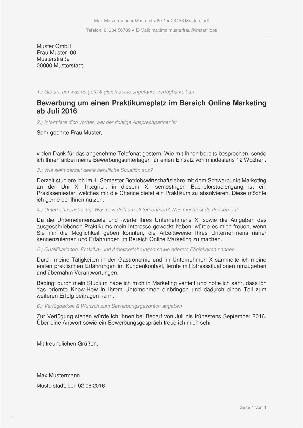Vorlage Allgemeine Bewerbung Neu 13 Bewerbungsbrief Beispiel Praktikum